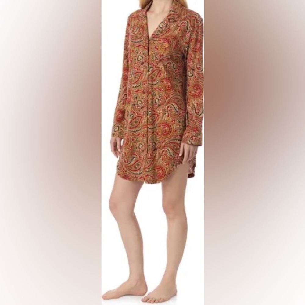 Ralph Lauren Paisley Red and Brown Sleep Shirt